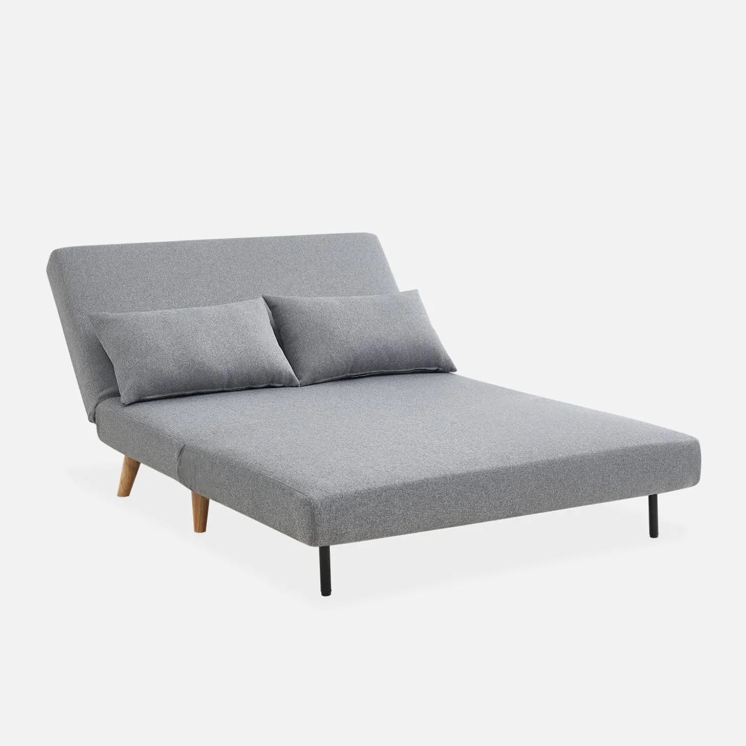 Sofá cama de con patas de madera, 2 plazas