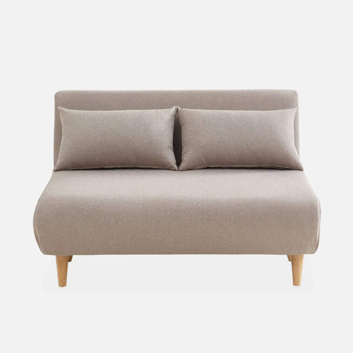 Sofá cama de con patas de madera, 2 plazas