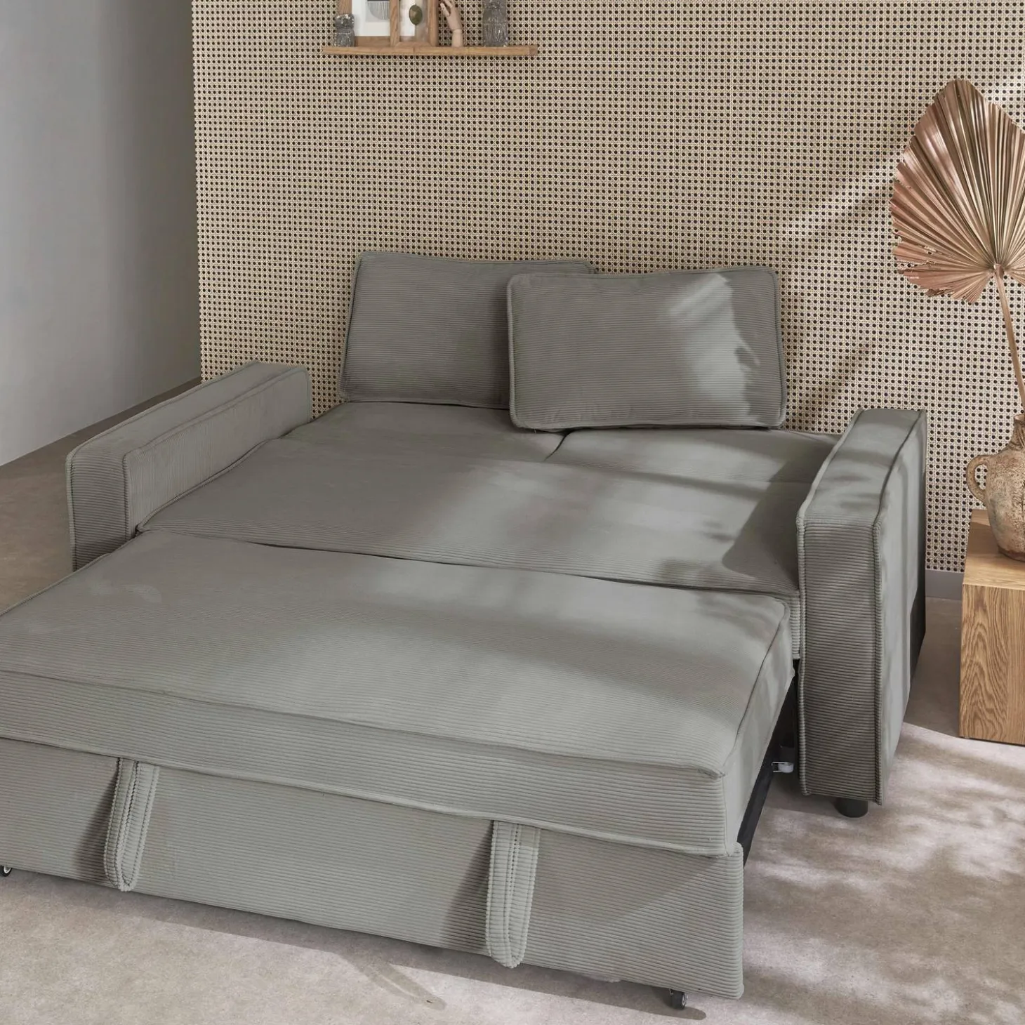 Sofá cama de pana, 2 plazas