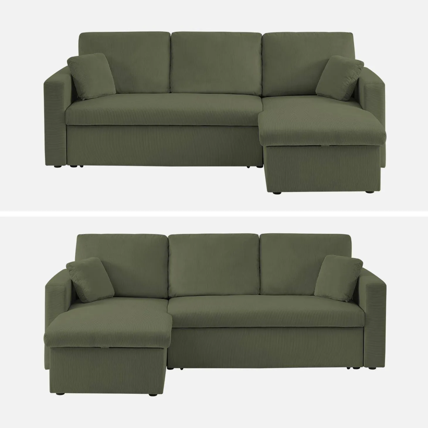 Sofá cama de pana, 3 plazas