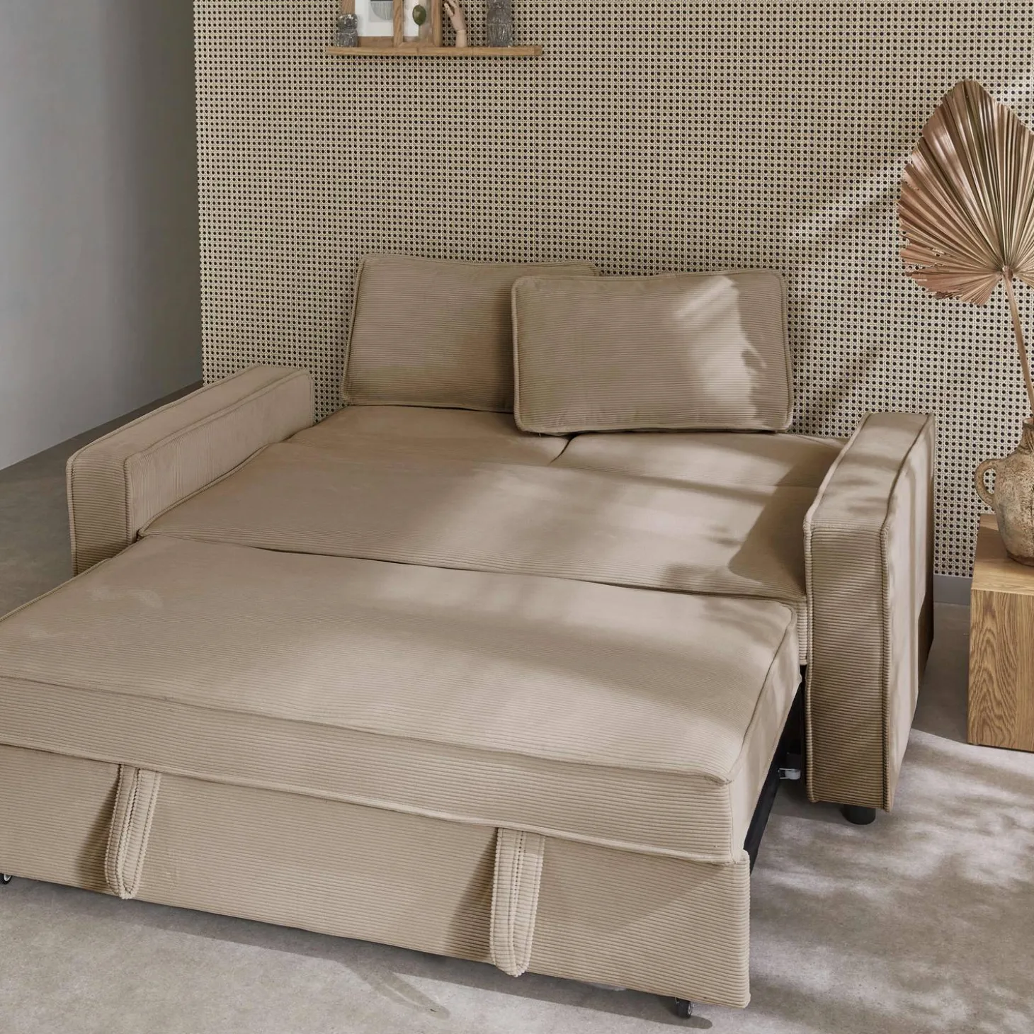 Sofá cama de pana, 2 plazas