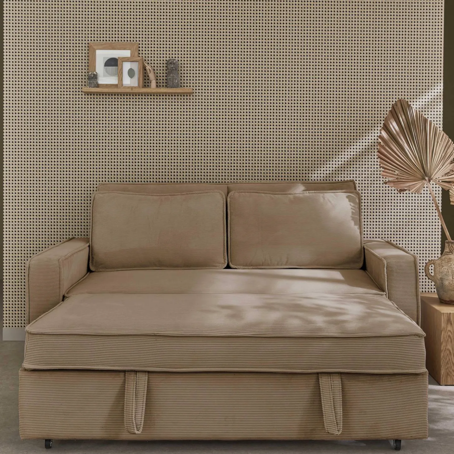 Sofá cama de pana, 2 plazas