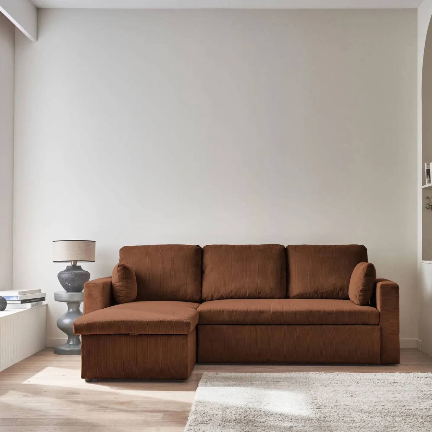 Sofá cama de pana, 3 plazas