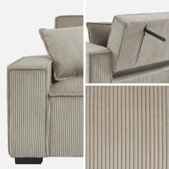 Sofá cama de pana, 3 plazas