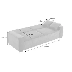 Sofá cama de pana, 3 plazas