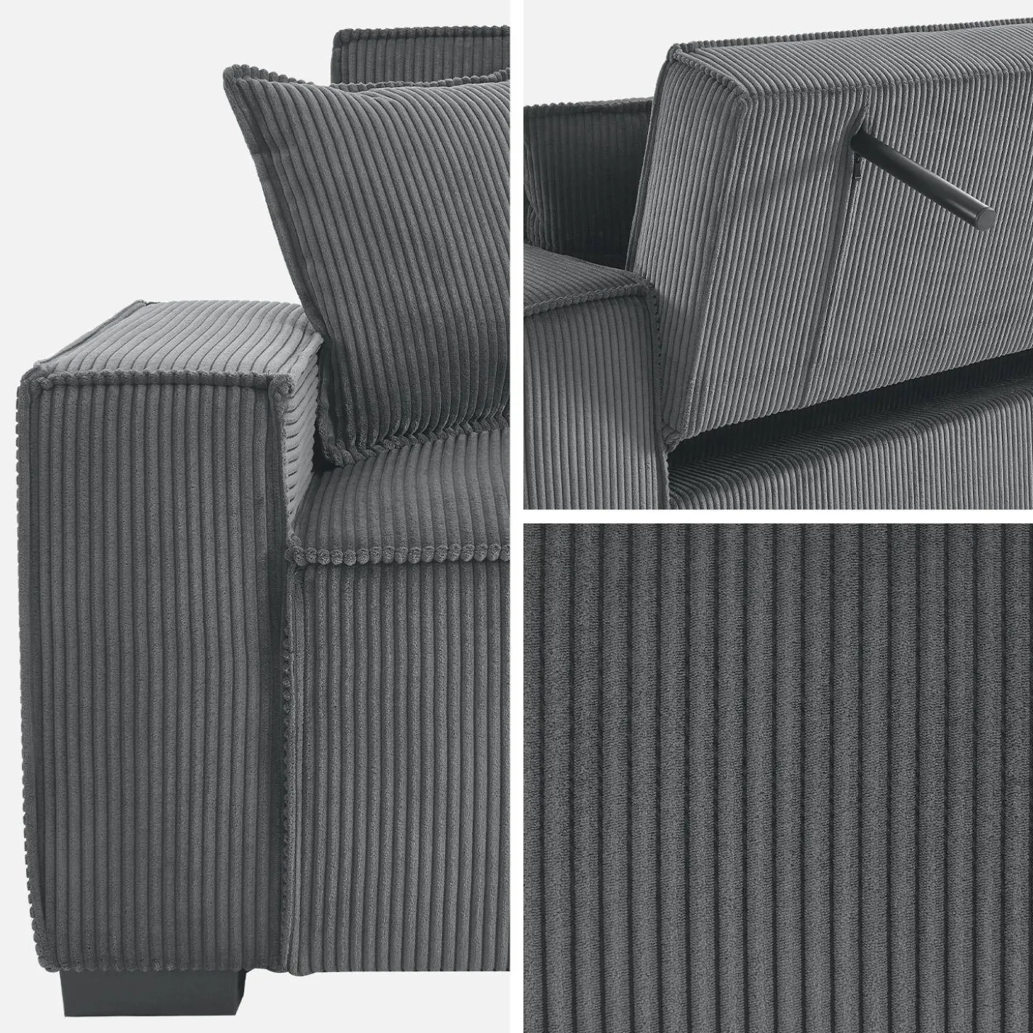 Sofá cama de pana, 3 plazas