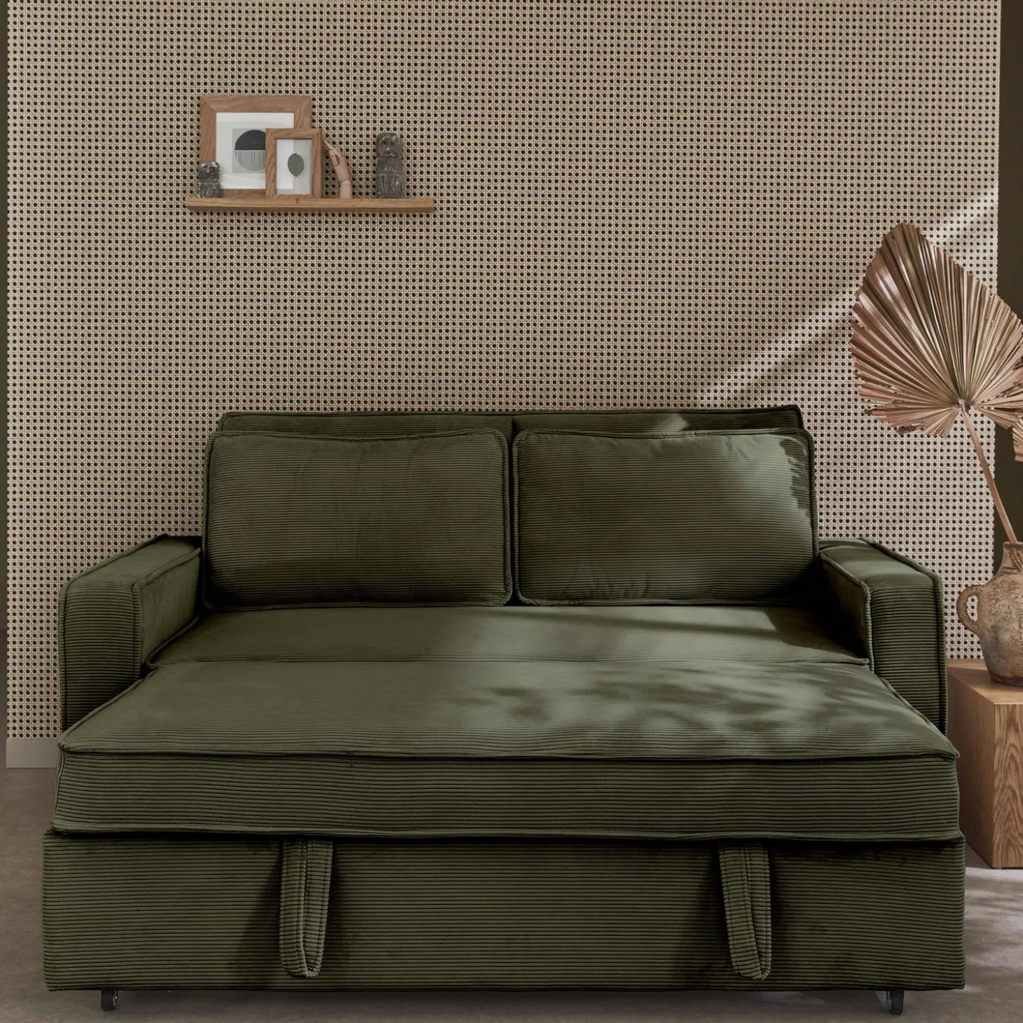 Sofá cama de pana, 2 plazas