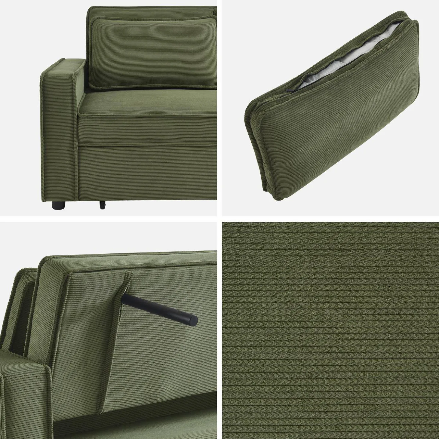 Sofá cama de pana, 2 plazas
