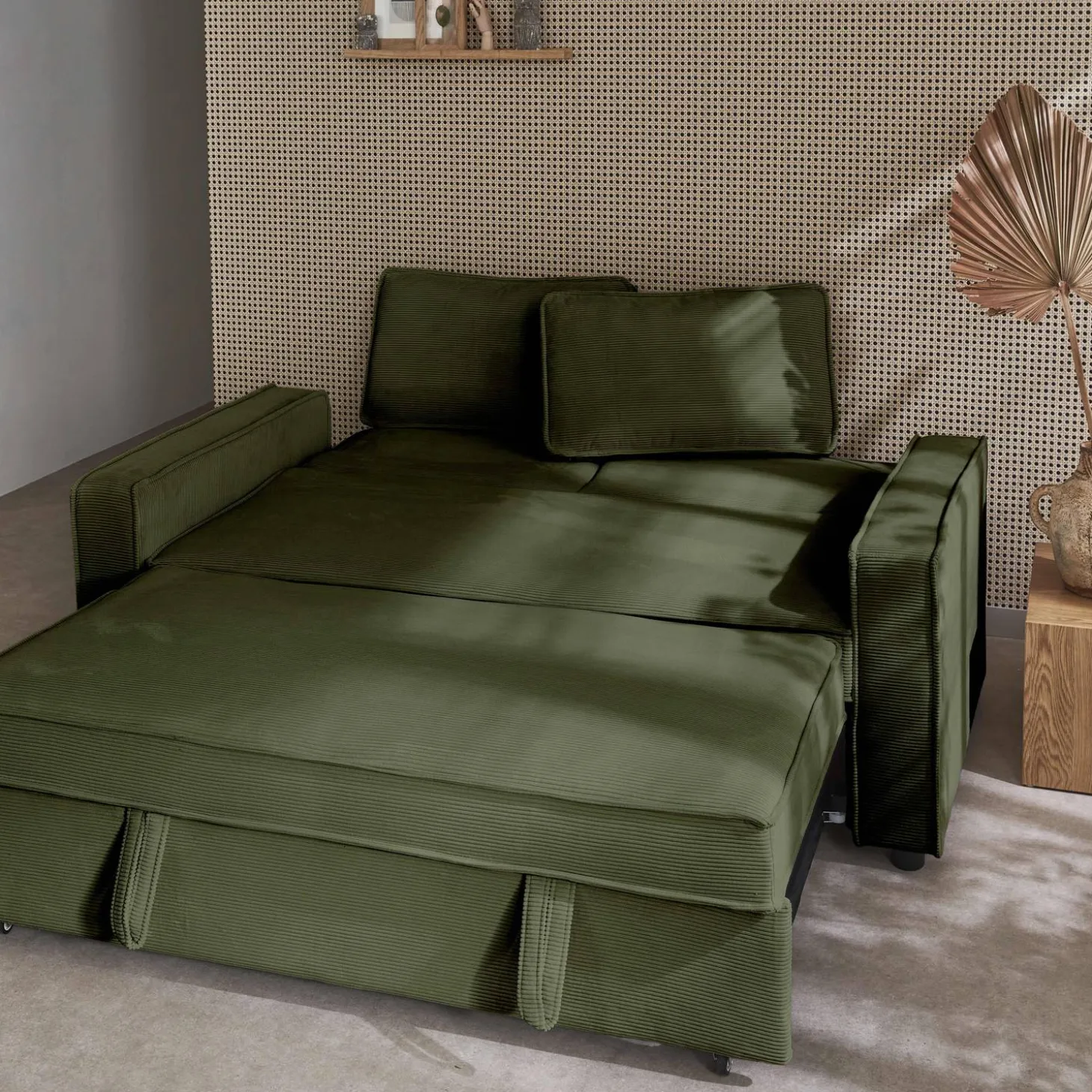 Sofá cama de pana, 2 plazas
