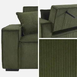 Sofá cama de pana, 3 plazas