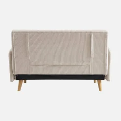 Sofá cama de pana con patas de madera, 2 plazas