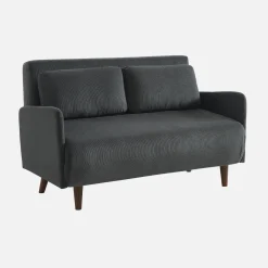 Sofá cama de pana con patas de madera, 2 plazas