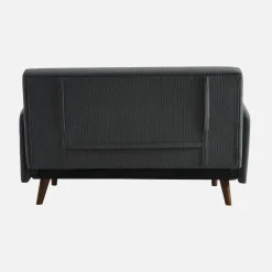 Sofá cama de pana con patas de madera, 2 plazas