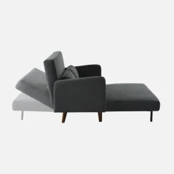 Sofá cama de pana con patas de madera, 2 plazas