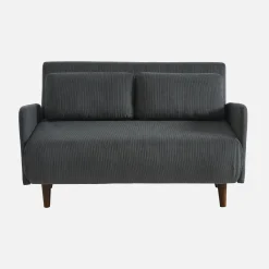 Sofá cama de pana con patas de madera, 2 plazas