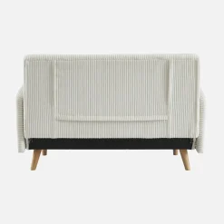 Sofá cama de pana con patas de madera, 2 plazas