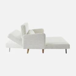 Sofá cama de pana con patas de madera, 2 plazas