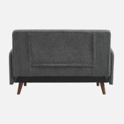 Sofá cama de pana con patas de madera, 2 plazas