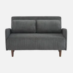 Sofá cama de pana con patas de madera, 2 plazas