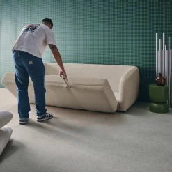 Sofá cama de tela chenilla, 3 plazas