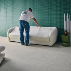 Sofá cama de tela chenilla, 3 plazas