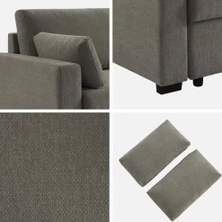 Sofá cama de tela liso de 3 plazas