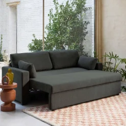 Sofá cama de tela liso de 3 plazas