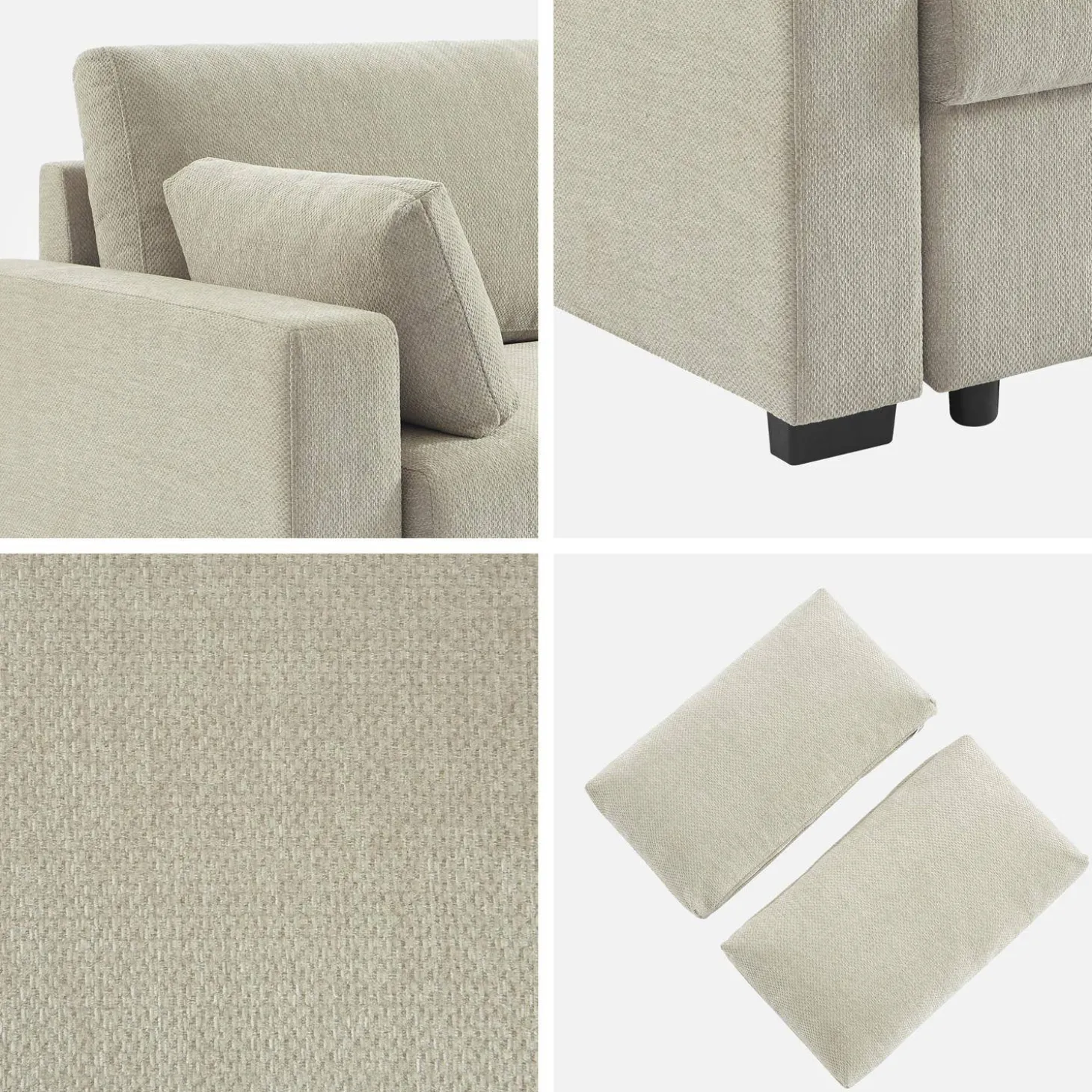 Sofá cama de tela liso de 3 plazas