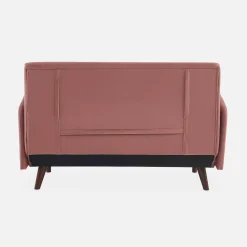 Sofá cama de terciopelo con patas de madera, 2 plazas