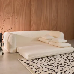 Sofá cama en borreguito texturizado, 3 plazas