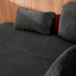 Sofá cama en pana fina con baúl de almacenamiento, 3 plazas
