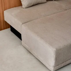 Sofá cama en pana fina con baúl de almacenamiento, 3 plazas