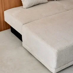 Sofá cama en pana fina con baúl de almacenamiento, 3 plazas