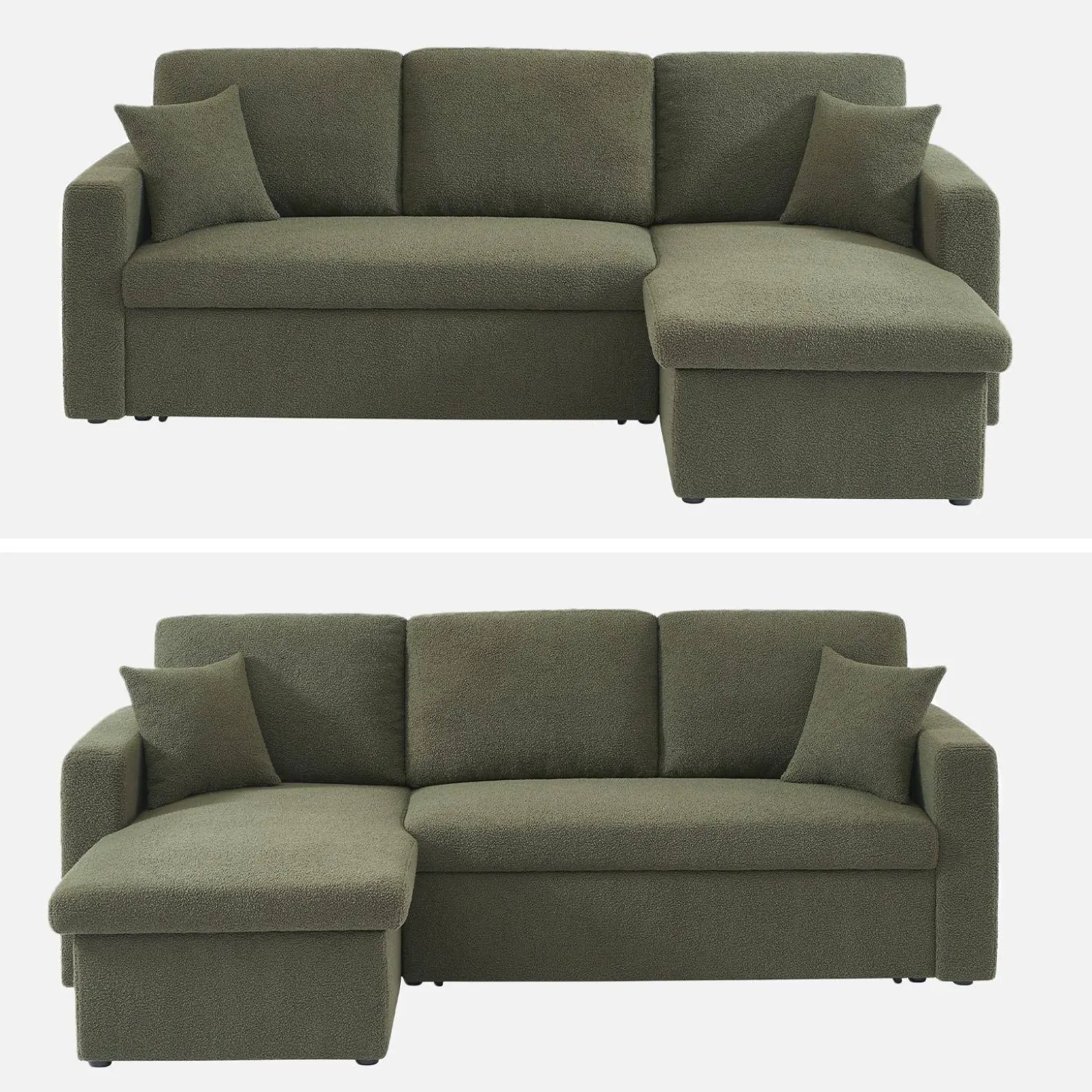 Sofá cama esquinero de borreguito, 3 plazas