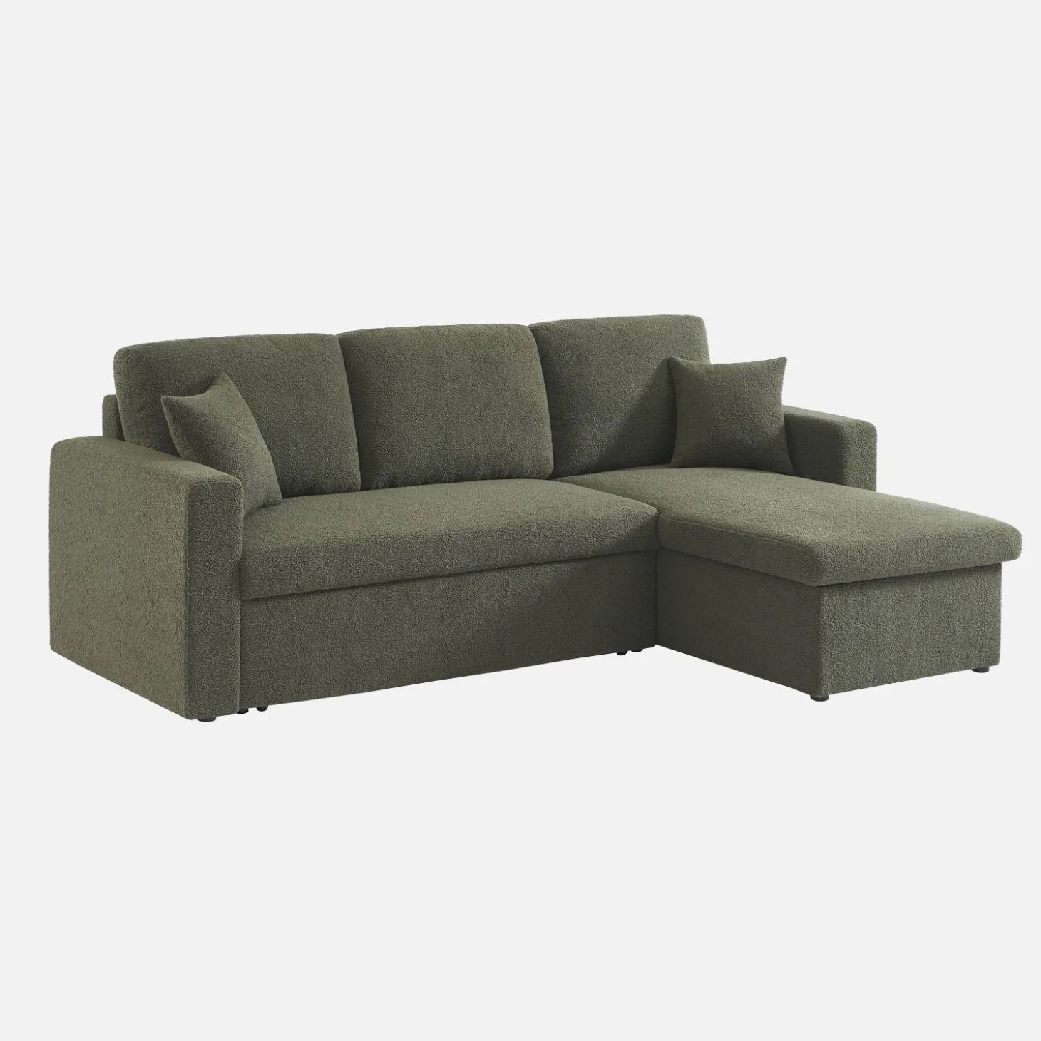 Sofá cama esquinero de borreguito, 3 plazas