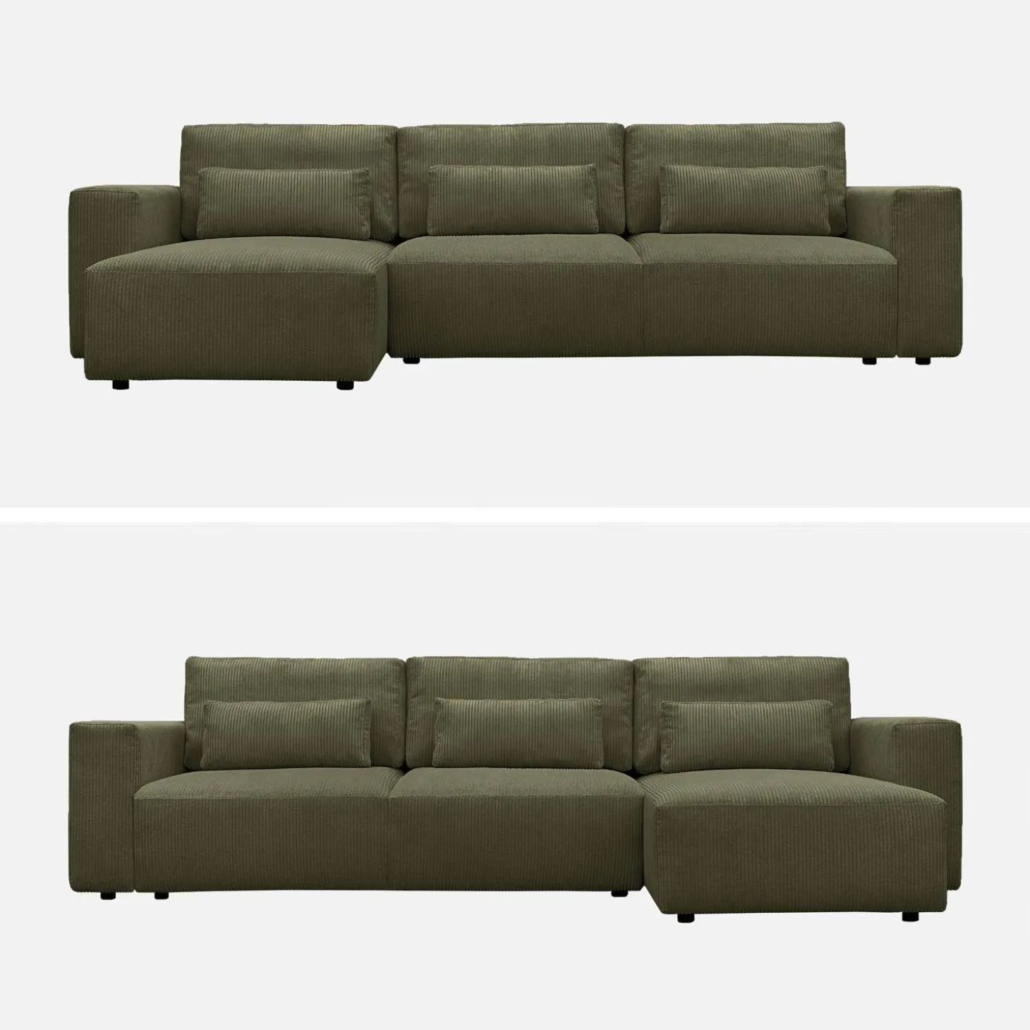 Sofá cama esquinero de pana fina, 5 plazas