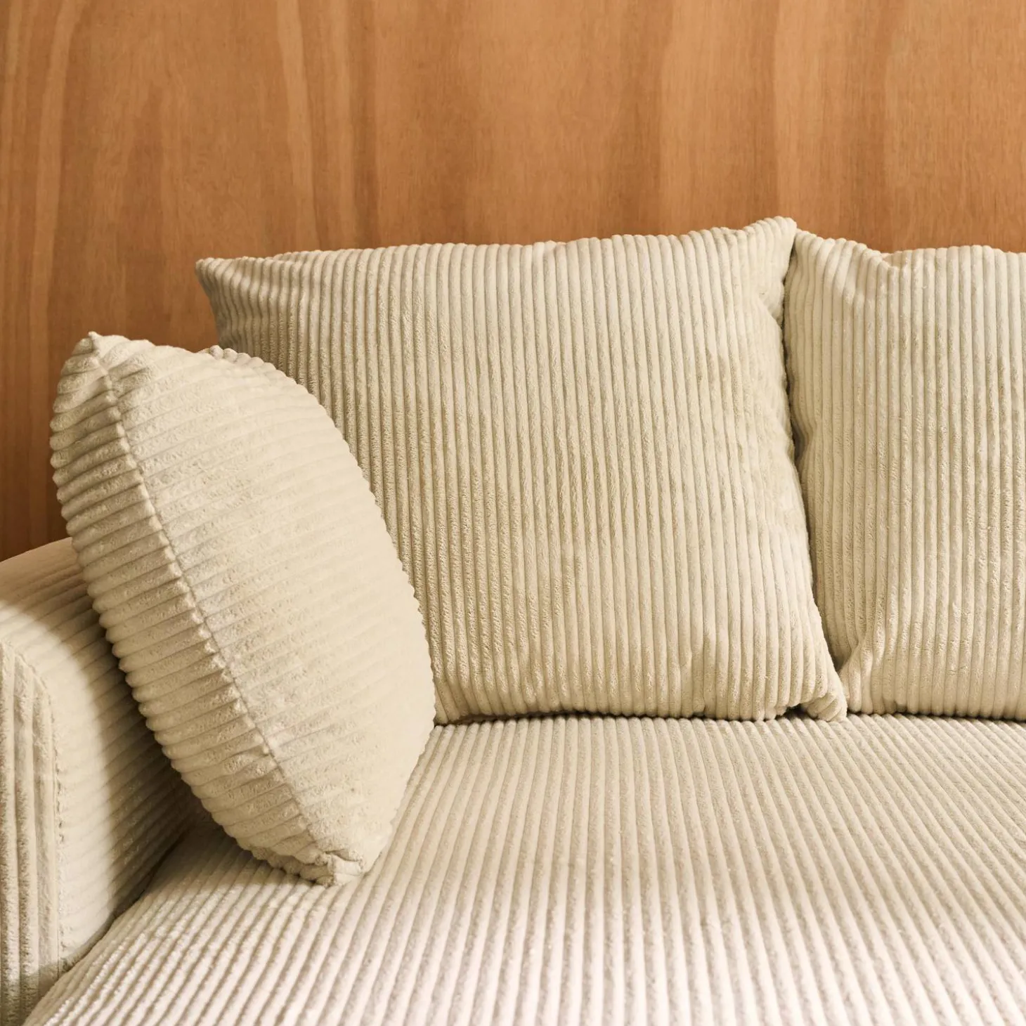Sofá cama esquinero de pana fina, 3 plazas