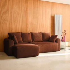 Sofá cama esquinero de pana fina, 3 plazas