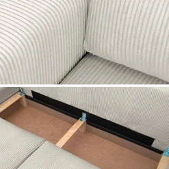 Sofá cama esquinero de pana fina, 5 plazas