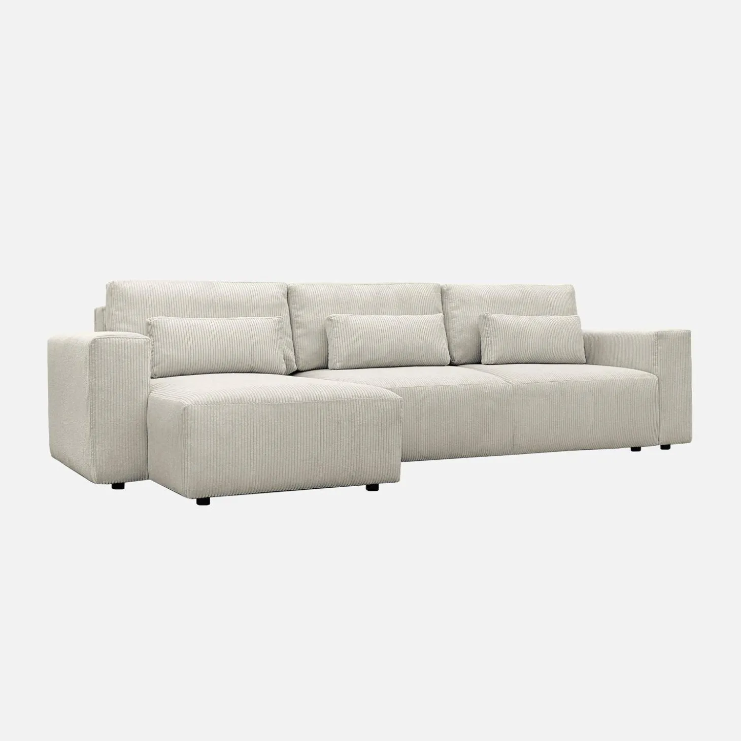 Sofá cama esquinero de pana fina, 5 plazas