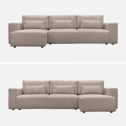 Sofá cama esquinero de pana fina, 5 plazas
