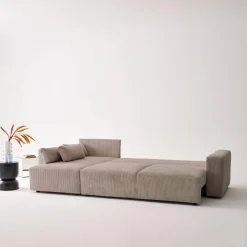 Sofá cama esquinero de pana fina, 5 plazas