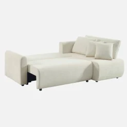 Sofá cama esquinero reversible de tela con arcón, 3 plazas