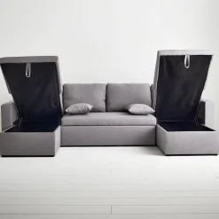 Sofá cama panorámico de 4 plazas en tela