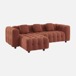 Sofá de borreguito texturizado esquinero reversible, 4 plazas