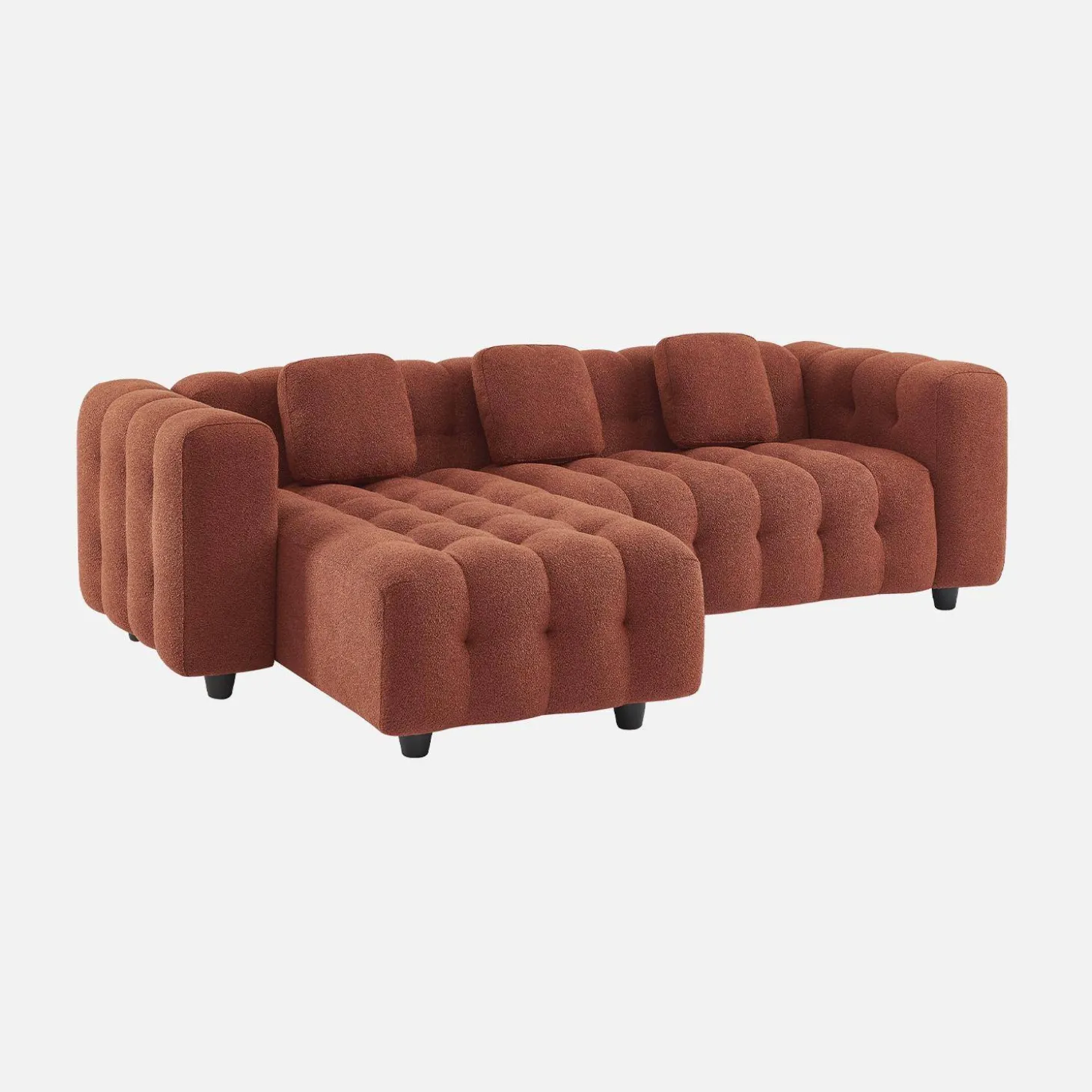 Sofá de borreguito texturizado esquinero reversible, 4 plazas
