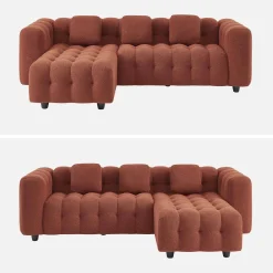 Sofá de borreguito texturizado esquinero reversible, 4 plazas