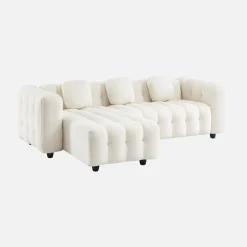 Sofá de borreguito texturizado esquinero reversible, 4 plazas