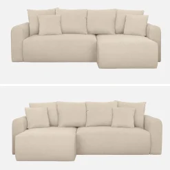 Sofá de chenilla esquinero reversible, 3 plazas