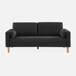 Sofá de tela con patas de madera, 3 plazas